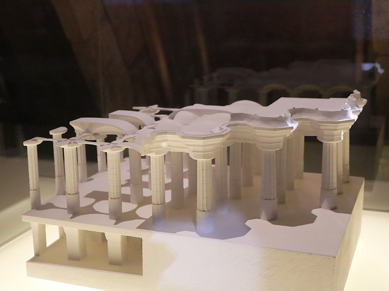 Casa Mila in Barcelona Model of Park Güell inside Casa Milà (La Pedrera) in Barcelona, Antoni Gaudí architecture exhibition
