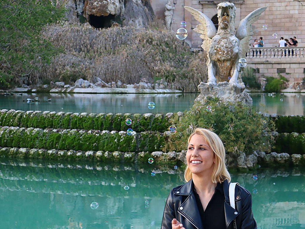 Ciutadella Park in Barcelona Cascada Monumental fountain in Ciutadella Park, featuring sculptures and water features.