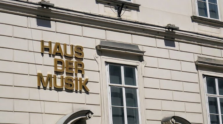 Exterior view of the Haus der Musik showing its historic building façade in central Vienna