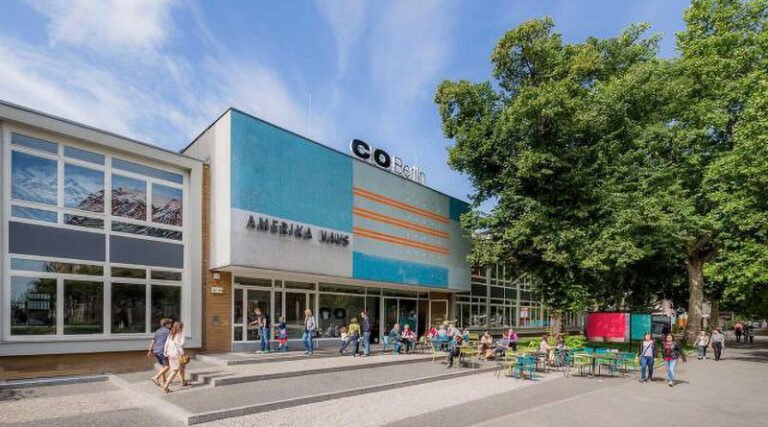 Interior or exhibition space at CO Berlin showcasing contemporary photography and visual art installations