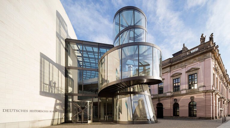 Exhibition area inside the German Historical Museum showcasing historical artifacts and exhibits