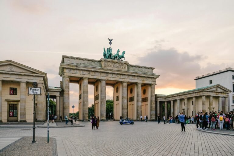View of the Brandenburg Gate, one of the most famous landmarks in Berlin