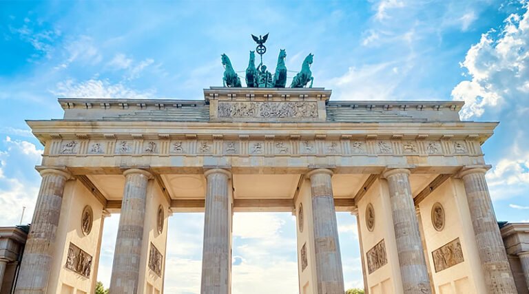 View of the Brandenburg Gate, one of the most famous landmarks in Berlin