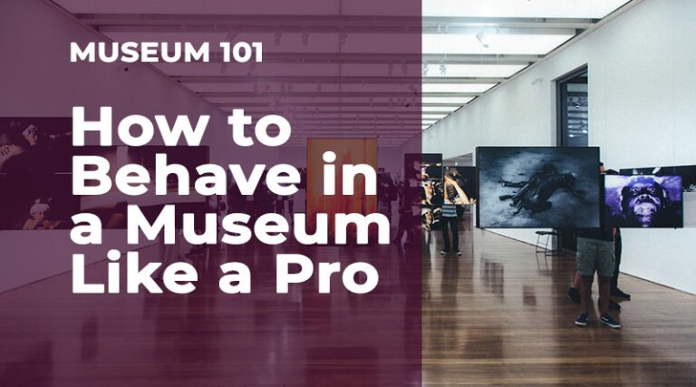 Traveler respectfully exploring a museum exhibition while following proper museum etiquette guidelines