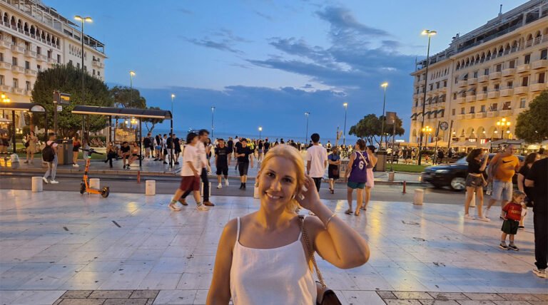 Sunset at Aristotelous Square in Thessaloniki with traveler photo