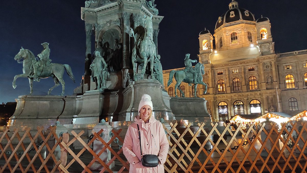 Christmas market at Maria-Theresien-Platz in Vienna after Christmas